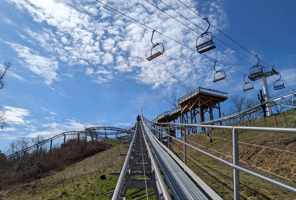 Riding Wild Stallion at SkyLand Ranch under chairlift