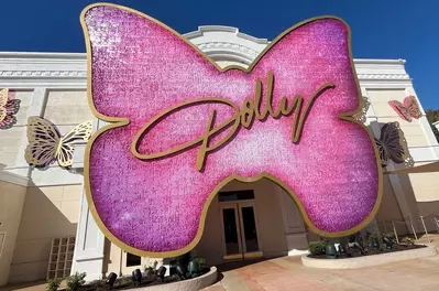 pink Dolly butterfly sign at Dollywood's Dolly Parton Experience