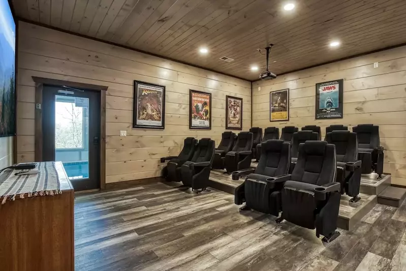 misty hibernation retreat is a gatlinburg cabin with a hot theater room